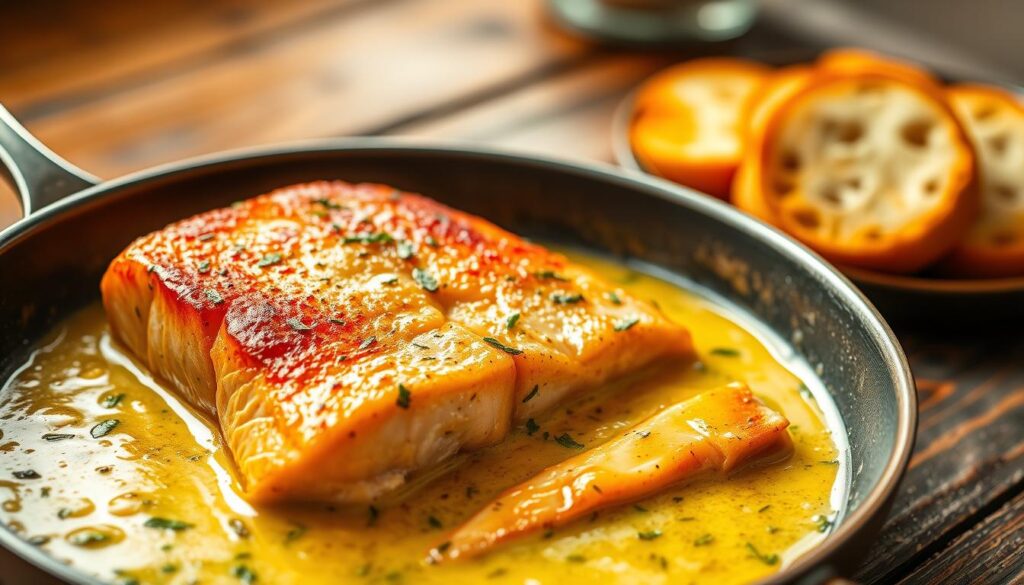 garlic butter salmon skillet